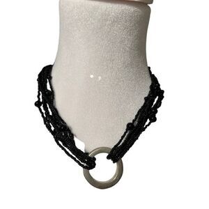 Vintage Eight Strand Black Seed‎ Bead Necklace